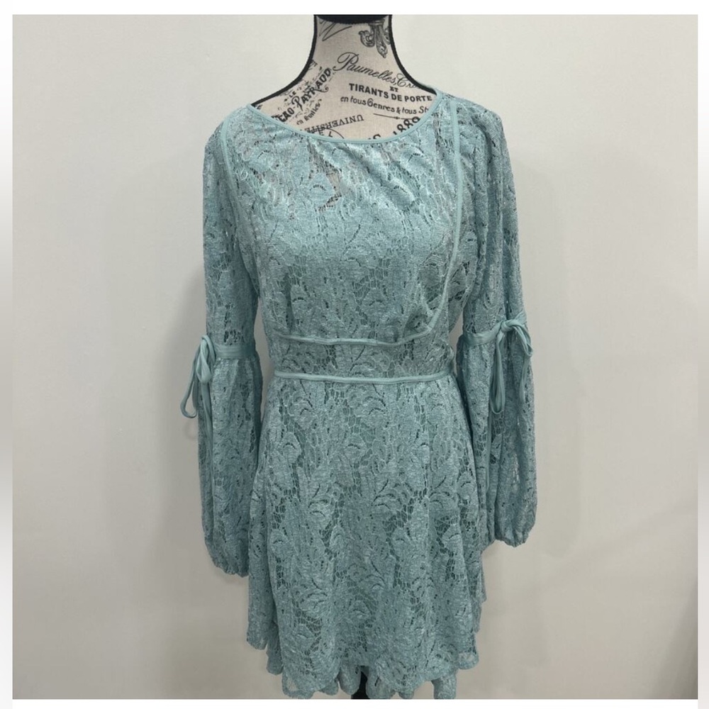 Free People Ruby Lace Mini Dress in sea blue - Picture 3 of 9